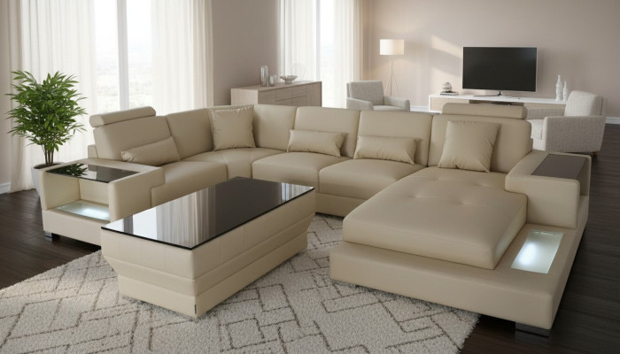 Hoekbank Ontwerp Hoekbank Hoekbank Bank Bank Woonlandschap Bekleding Tafel USB