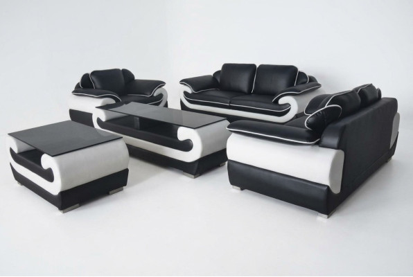 Bankstel + Tafel USB 3+2+1 Zits Bank Bankstellen Lederen Bankstellen Bekleding