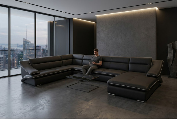 Sofa Hoekbank Ontwerp Bekleed Hoekbank Hoekbank Bank U-vorm Woonlandschap +USB