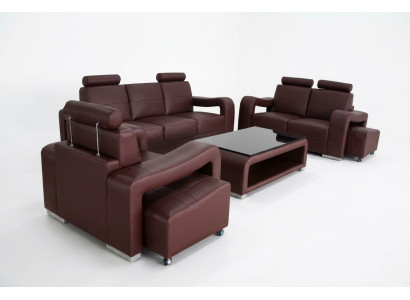 Garnituur Lederen Bank met USB Kussens Banken Sofas Luxe Nieuw Woonlandschap 3+2+1
