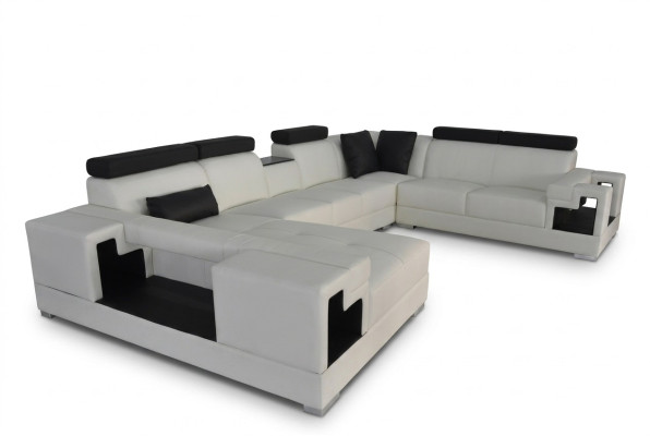 Leren bank met USB-hoekbank Woonlandschap Banken Bankstel Ontwerp Modern