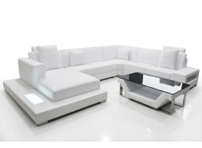 Leren bank hoekbank woonlandschap bank bekleding hoekbank zithoek + tafel + USB Leren bank hoekbank woonlandschap bank bekleding hoekbank zithoek + tafel + USB