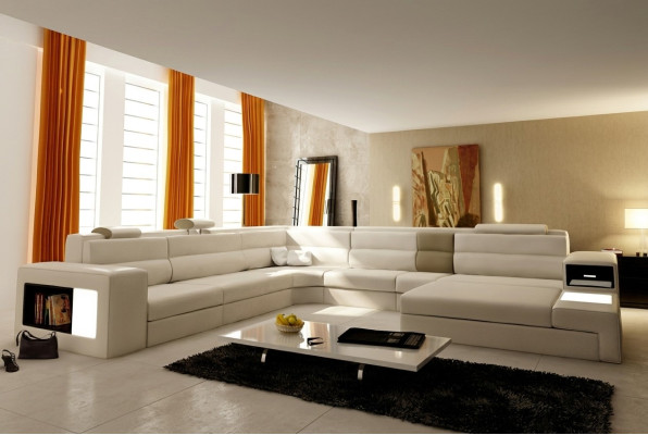 Bankstel hoekbank Leder Modern Sofa Bank bekleding woonlandschap USB