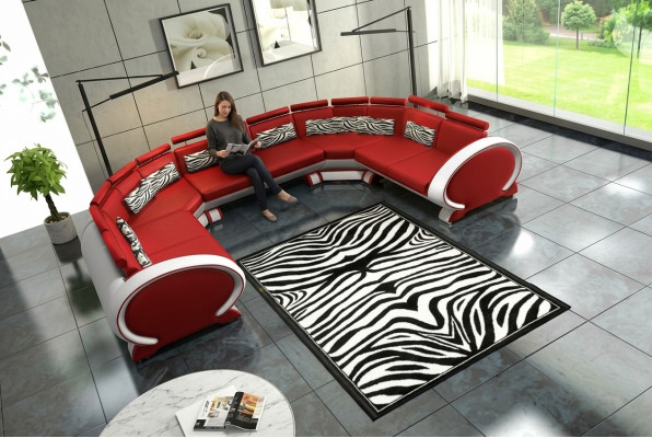 Leren bank met USB gestoffeerde bank bankstel woonlandschap hoekbank hoekbank Rood