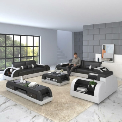 Bankstel Salonset 3+3 Zits Sets Lederen Bankstellen Bekleding Driepersoons Nieuw