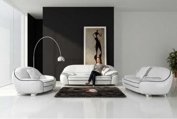 Leren bank bankstel woonlandschap 3+2+1 zits set moderne designbank met USB
