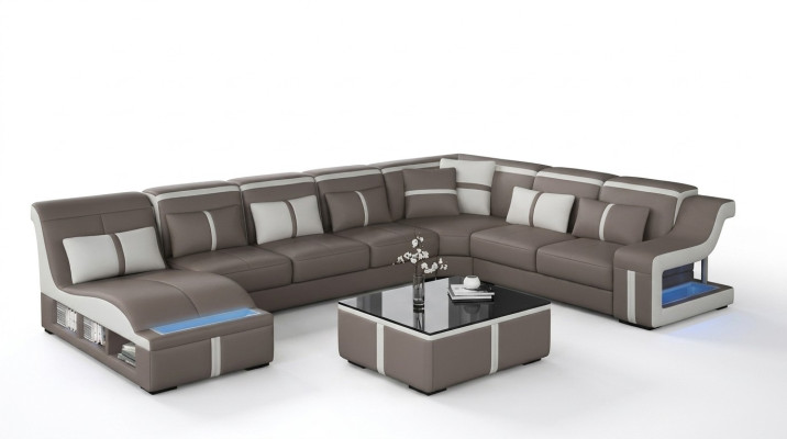 Leren bank woongebied hoekbank set design modern bank U-vorm met USB Nieuw