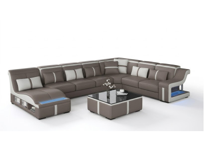 Leren bank woongebied hoekbank set design modern bank U-vorm met USB Nieuw