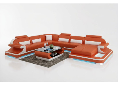 Leren bank Bank woonlandschap hoekbank hoekbankstel design modern bank met USB