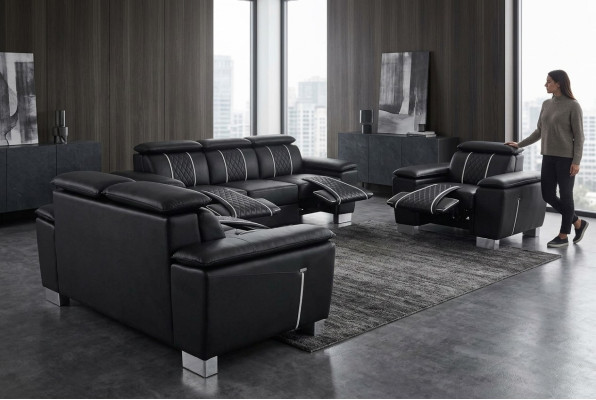 Sofaset leren bankstel bank ontwerp bank stoffering compleet set 3+2+1 met USB