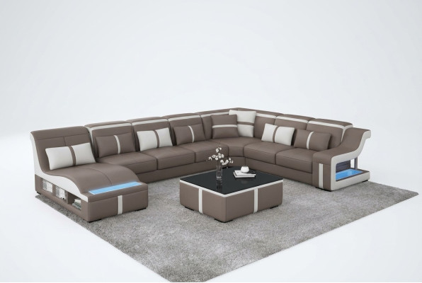Luxe bank hoekbank design woonlandschap banken bank fauteuil + licht + USB