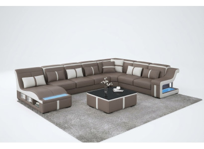 Luxe bank hoekbank design woonlandschap banken bank fauteuil + licht + USB