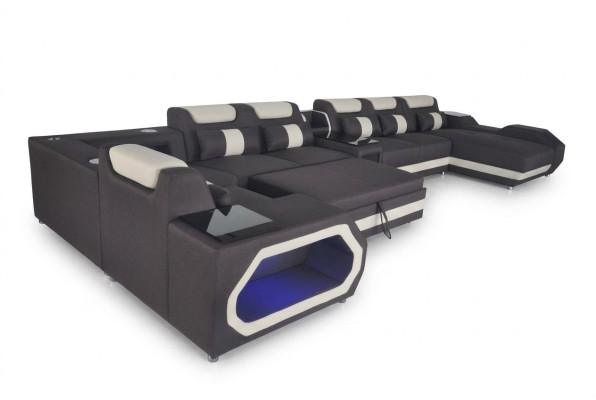Luxueuze sofa hoekbank moderne woonlandschap sofa's hoekbank + licht + USB