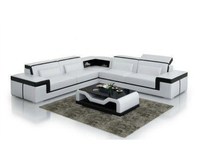 Leren bankstel met USB, hoekbank hoekbank set Modern design bank G8020B