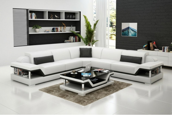 Leren bankstel met USB woonlandschap hoekbank hoekbankstel design modern bankstel G8004B