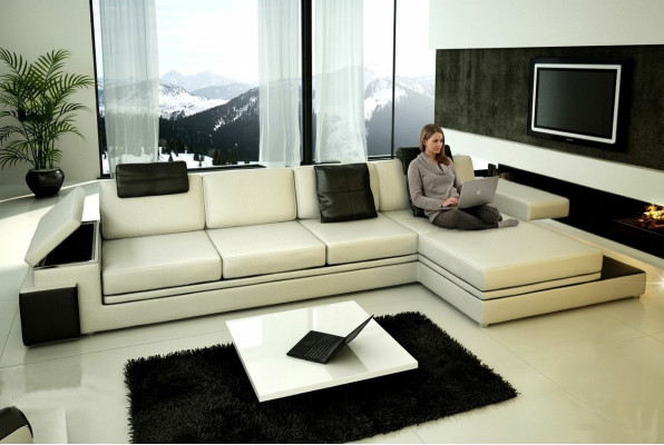 Hoekbank met USB bank bank leefomgeving stoel hoek garnituur leer textiel PHM88