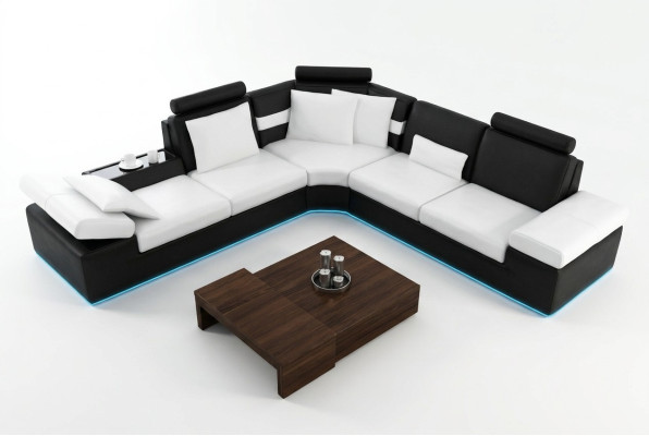 Woonkamer bank leren bankstel moderne multifunctionele bank USB