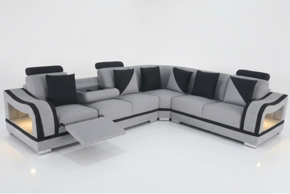 Moderne textiel hoekbank bankstel woonkamer hoekbank L-vormige bankstel USB.