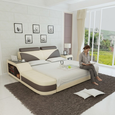 Waterbed Hotel Double Bed Complete Leather Bed, Bed Upholstered Water + USB