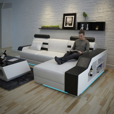 Ledersofa Bank Woonlandschap Hoekbank Hoekbank Set Ontwerp Moderne Bankstel L6016E