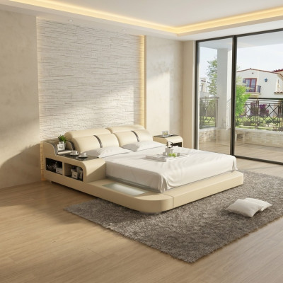 Waterbed hotel tweepersoonsbed bedden compleet leren bed water + USB gestoffeerd bed