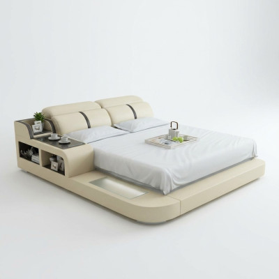 Waterbed hotel tweepersoonsbed bedden compleet leren bed water + USB gestoffeerd bed