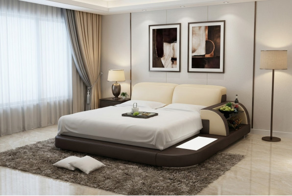 Tweepersoons waterbed hotelbedden compleet leren bed, bed gestoffeerd water + USB