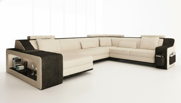 Moderne woonkamer stoffen hoekbank bank bank hoekset textielbanken +USB.