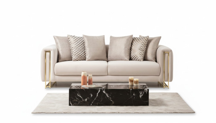 Design Textil 3-zits Wit Elegant Modern Bank Bekleding Bank Nieuw Woonkamer