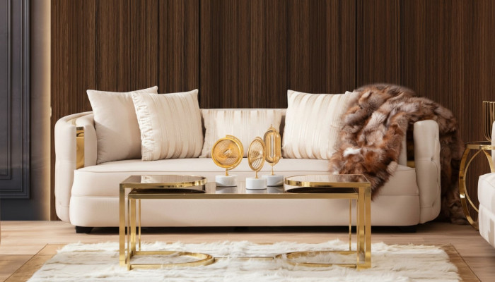 Bankstel 3-zits Meubelstof Driepersoonsbank Luxe Design Woonkamer Modern Stijl