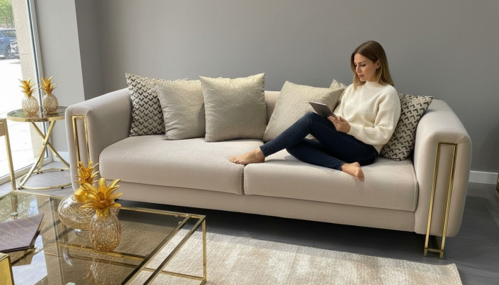 Design Bank Moderne 3-zits Woonkamermeubels Grijs Bankstellen Driezitter Bankstel Bekleding