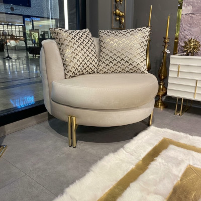 Fauteuil Zitplaats Zitter Ontwerp Woonkamer Bekleding Hout Bekleding Modern Luxe Beige.