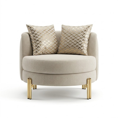 Fauteuil Zitplaats Zitter Ontwerp Woonkamer Bekleding Hout Bekleding Modern Luxe Beige.