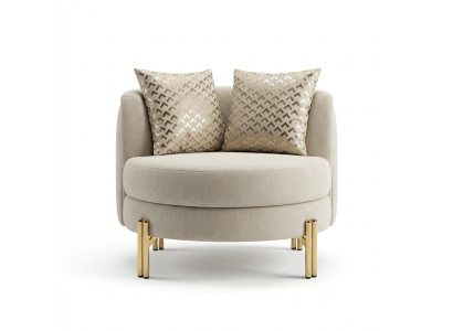 Fauteuil Zitplaats Zitter Ontwerp Woonkamer Bekleding Hout Bekleding Modern Luxe Beige.