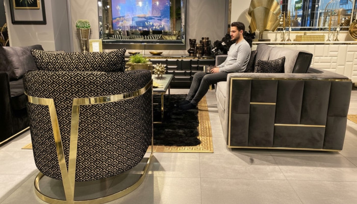 Ontwerp Fauteuil Luxe Klassiek Modern Leunen Textiel 1-zits Meubelen Eenzitter Bank