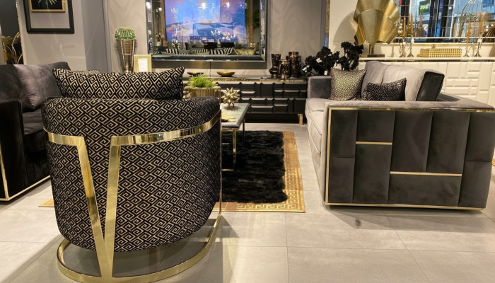 Ontwerp Fauteuil Luxe Klassiek Modern Leunen Textiel 1-zits Meubelen Eenzitter Bank