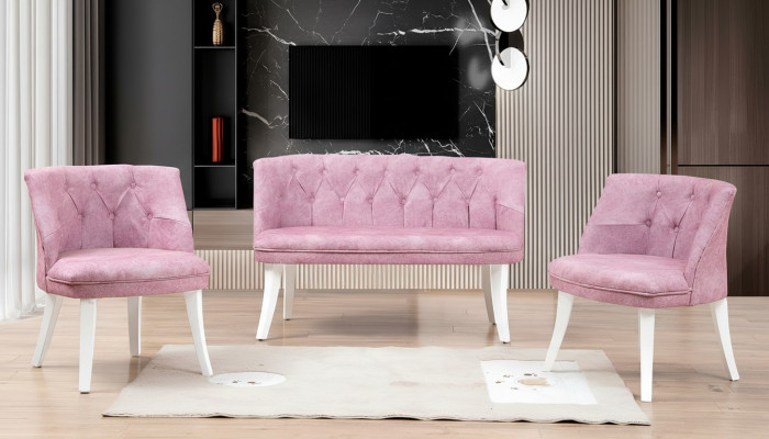 Keukentuinbank Fauteuil Roze Chesterfield-set Zitmeubels Stof