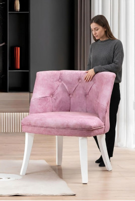 Roze Chesterfield-stoel Exclusieve gestoffeerde stoel Designer zitmeubelen
