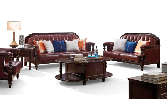 Noordelijke staten bankstel Bank Amerika 3+2 zits leren Chesterfield bankstel