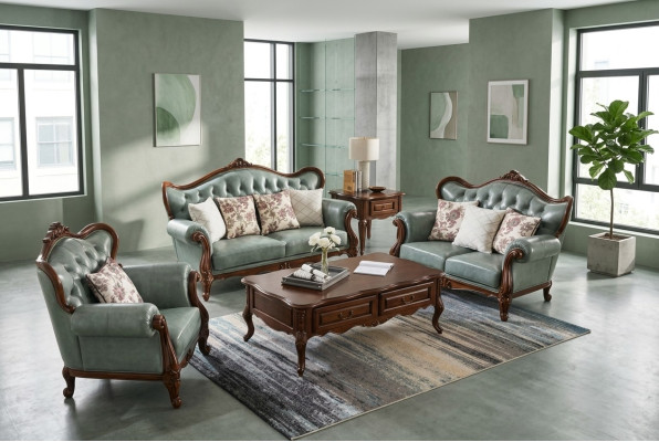Sofaset 3+2+1 zetels Chesterfield meubels woonkamer textiel bank