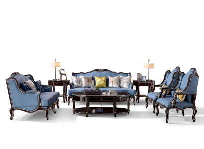 Luxe Klassieke Chesterfield gestoffeerde bankstel 3+2+1+1 zits Blauw Zwart.