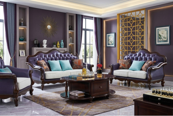 Leren bank Chesterfield lila bank Klassiek bankstel Bankstel Set