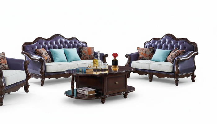 Leren bank Chesterfield lila bank Klassiek bankstel Bankstel Set