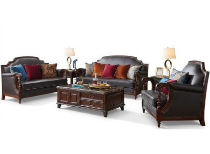 Luxe meubel bankstelsel bankbank bank 3 2 1 zits woonkamer hout 3-delig.