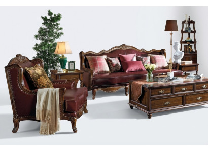 Klassieke leren Chesterfield Barok Rococo bankstel 3+1
