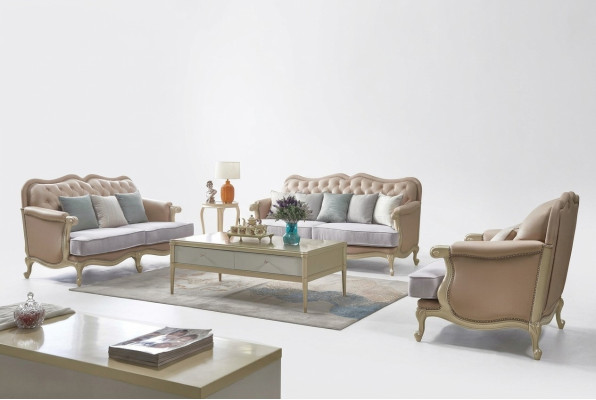 Rosa meubelbankstel bank 3 2 1 zits woonkamer design 3-delig.