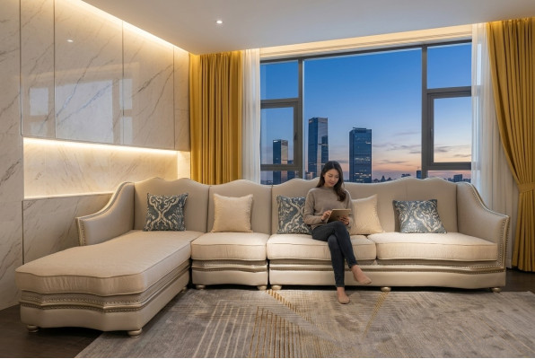 Woonkamer Textiel L-vorm Luxe Bankstellen Bankstellen Hoek Hoekbank Meubels  Woonkamer Textiel L-vorm Luxe Bankstellen Bankstellen Hoek Hoekbank Meubels