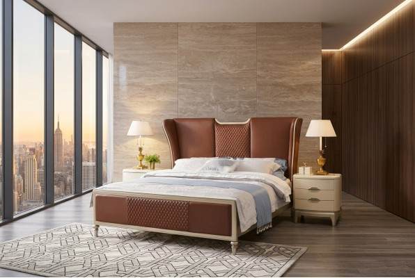 Luxe bed bruin bedden bedframes dubbel modern tweepersoonsbed slaapkamer nieuw