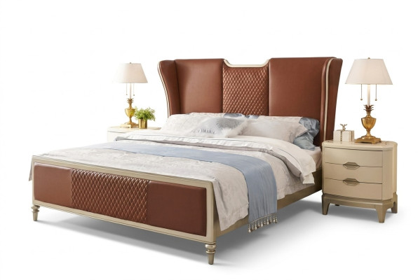 Luxe bed bruin bedden bedframes dubbel modern tweepersoonsbed slaapkamer nieuw