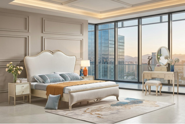 Bed + 2x bedside tables 3-piece bedroom set design modern luxury 180x200 cm New